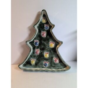 Louisville Stoneware Christmas Tree Platter Tray Snacks Holiday 2005‎ USA